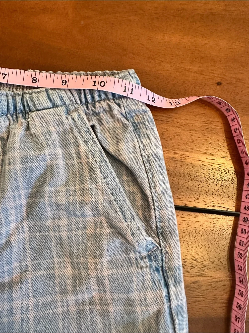 GAP Kids Light Blue and Pale Pink Plaid Wide leg Elastic Waist Pants